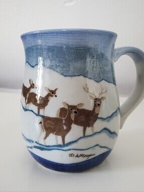 Vintage Otagiri Blue Deer Mug | Hand-Painted Made in Japan